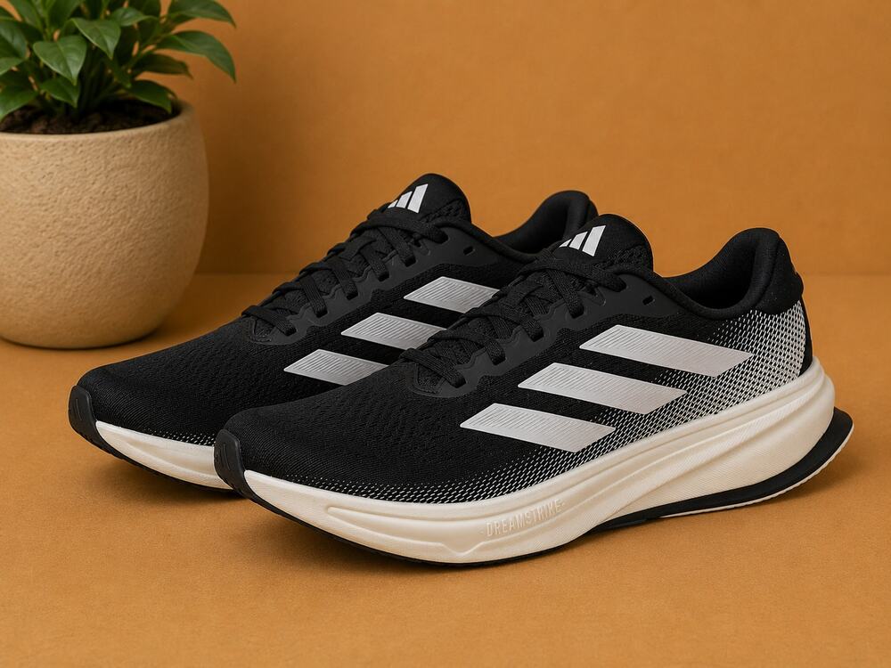 NWT Adidas Women's Running Shoes Black Breathable Mesh Cushioned Sneakers Size 6